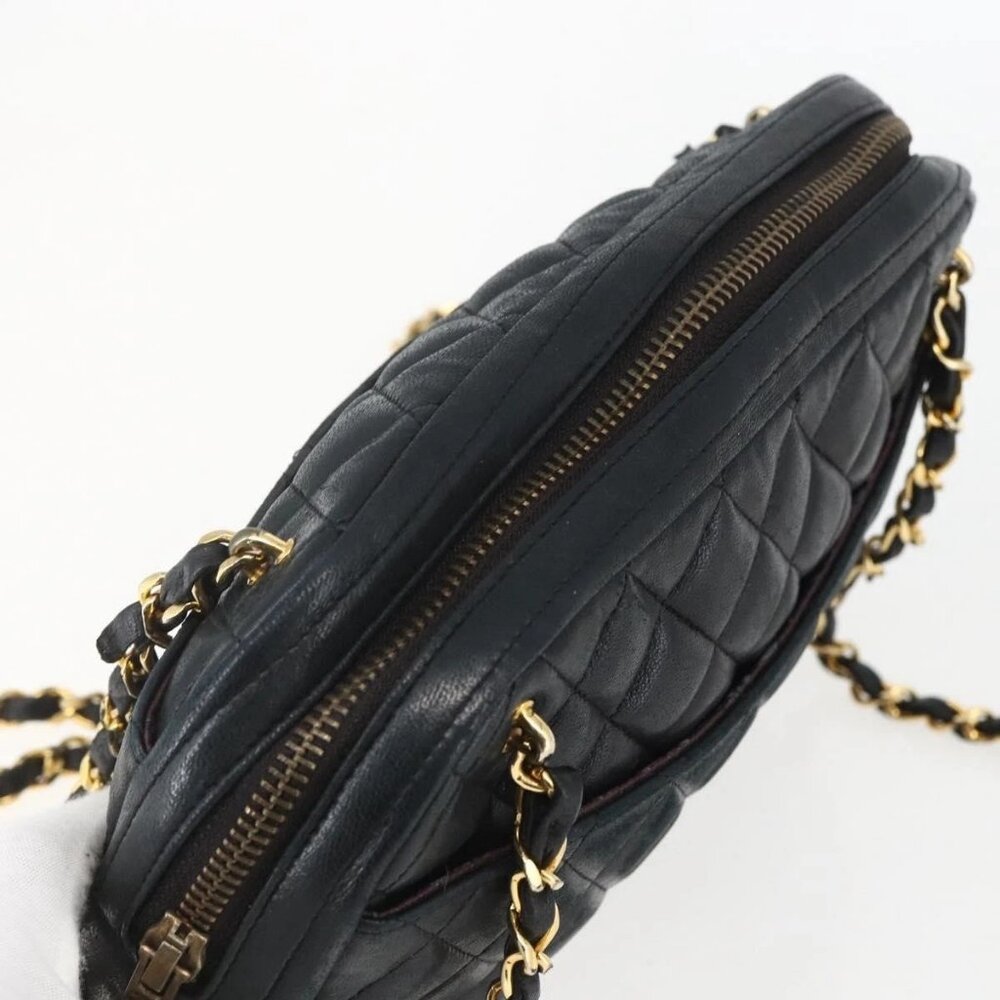 CHANEL Chain Matelasse Shoulder Bag Lamb Skin Black Gold CC Auth ar13902 - Picture 6 of 16